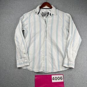 Anchor Blue Shirt Large Blue White Striped Casual Button Up Long Sleeve Mens